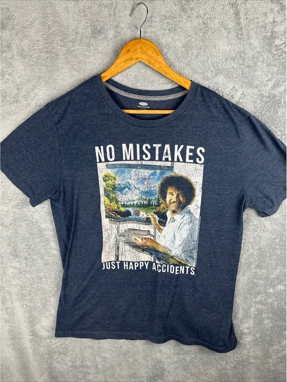Old Navy Bob Ross tshirt No Mistakes Just Happy Accidents size L